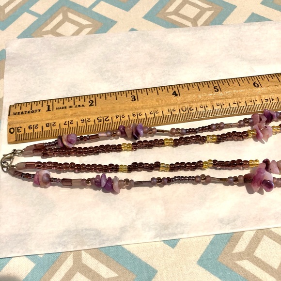Multilayered Amethyst? Beaded Double Strand Semi Precious Boho Necklace - Picture 9 of 16